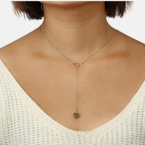 New goldtone heart slide necklace